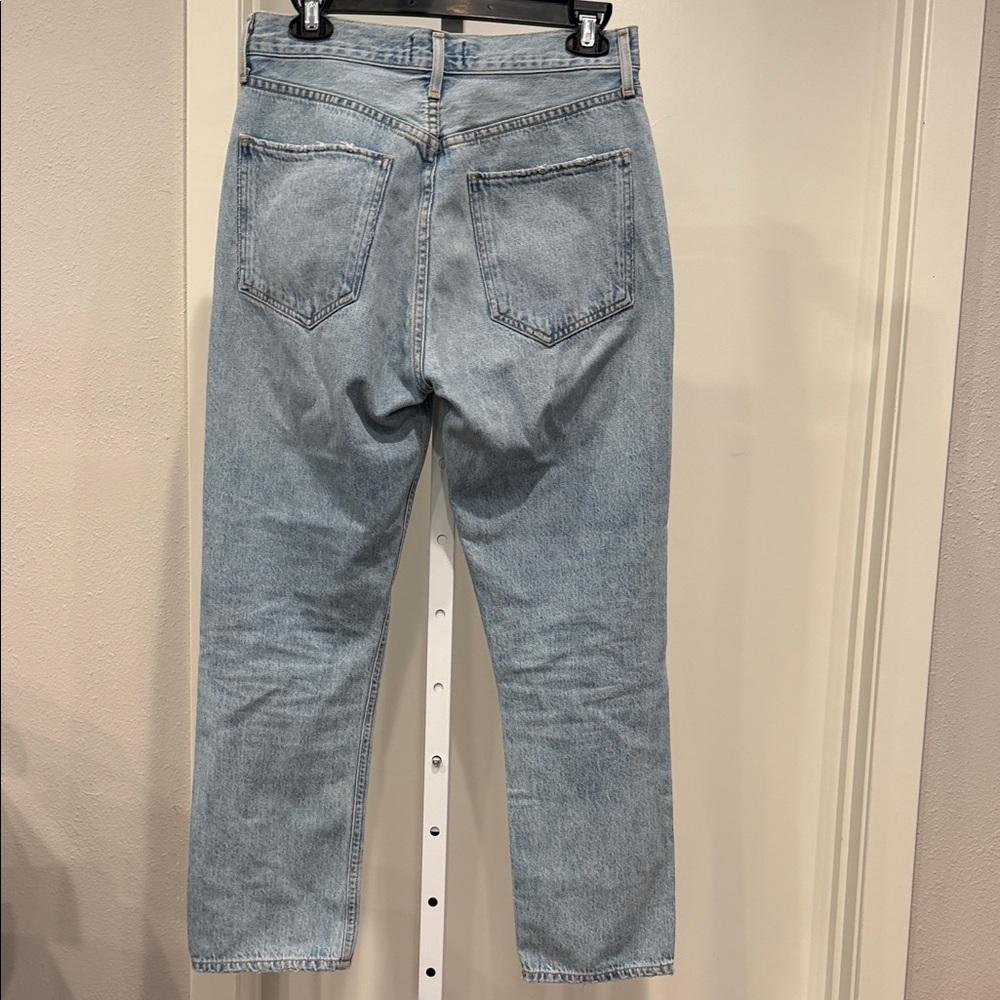 AGOLDE Riley High Rise Straight Crop Jeans 27 Shatter Light Wash Distressed - Picture 6 of 11